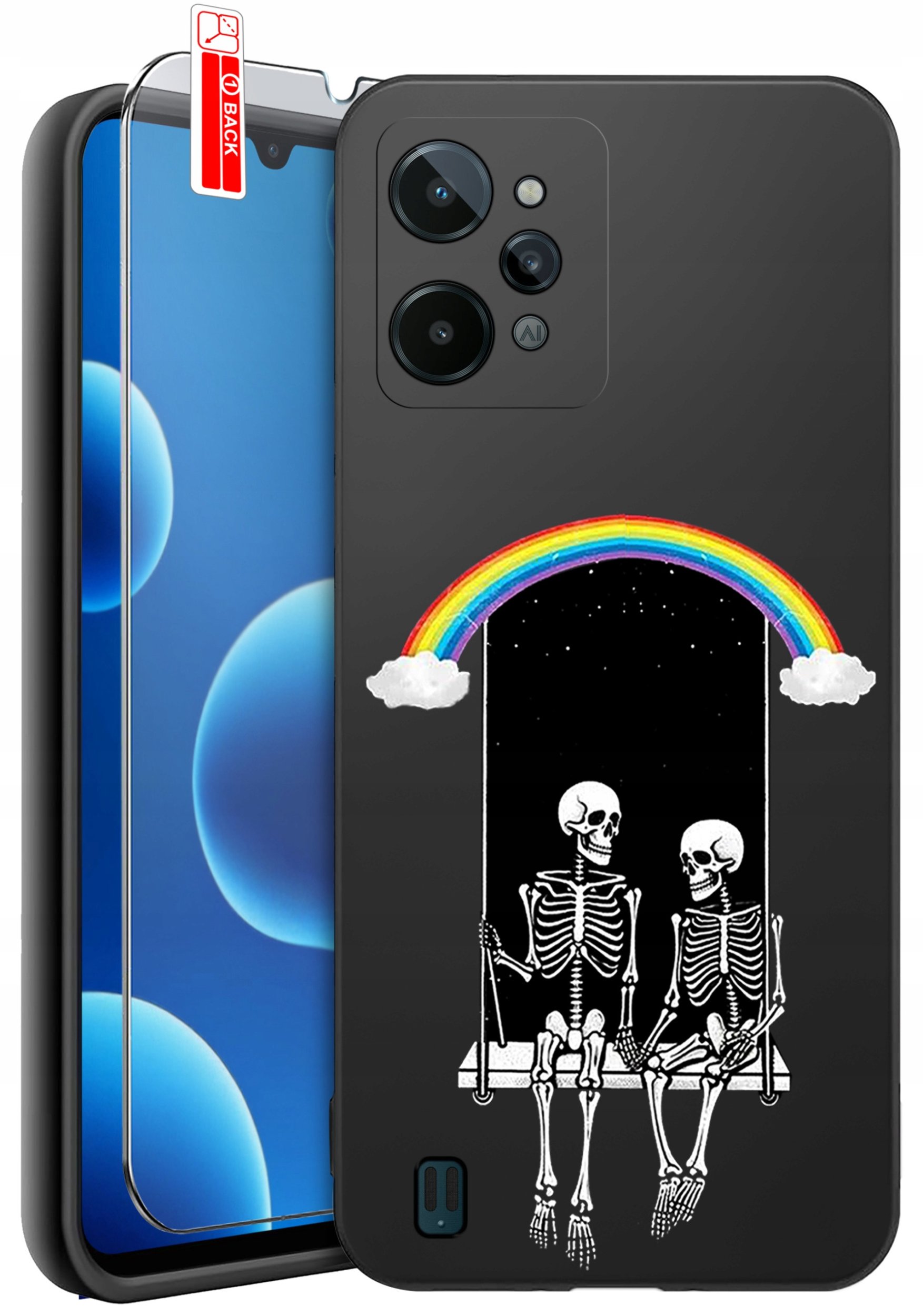 ETUI do Realme C31| WZORY | SILIKONOWE MATT CASE + SZKŁO 9H