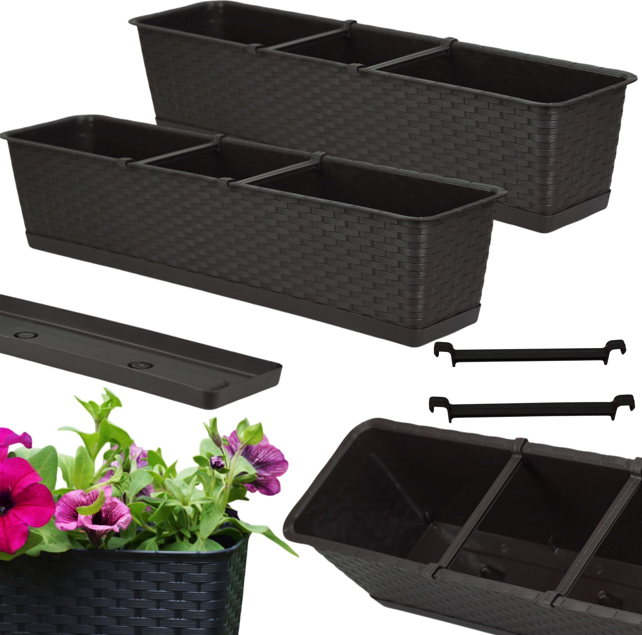 2x Skrzynka balkonowa Ratolla z podstawką ISR700P Doniczka prostokątna