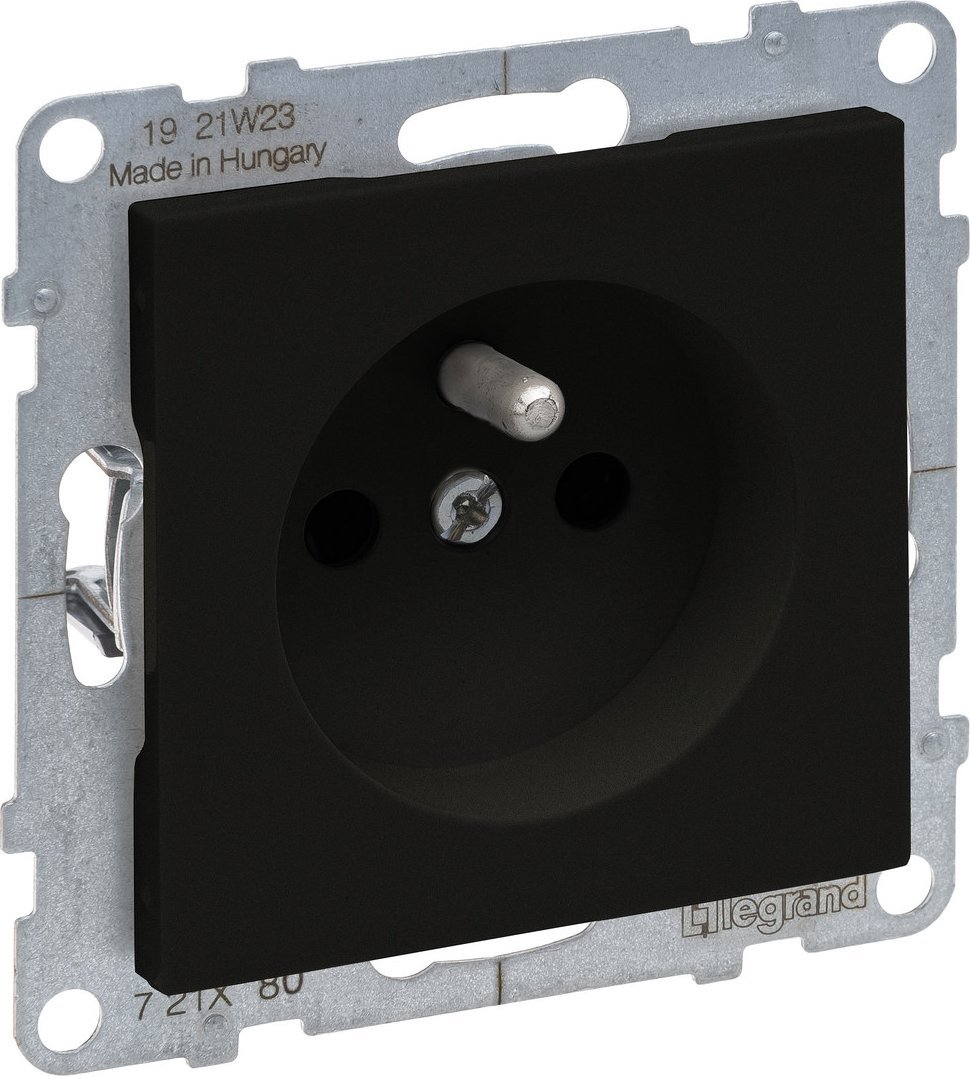 Legrand Gniazdo 2P+Z z przesłoną - 16 A - 250 V~ - zaciski automatyczne, CZARNY SUNO