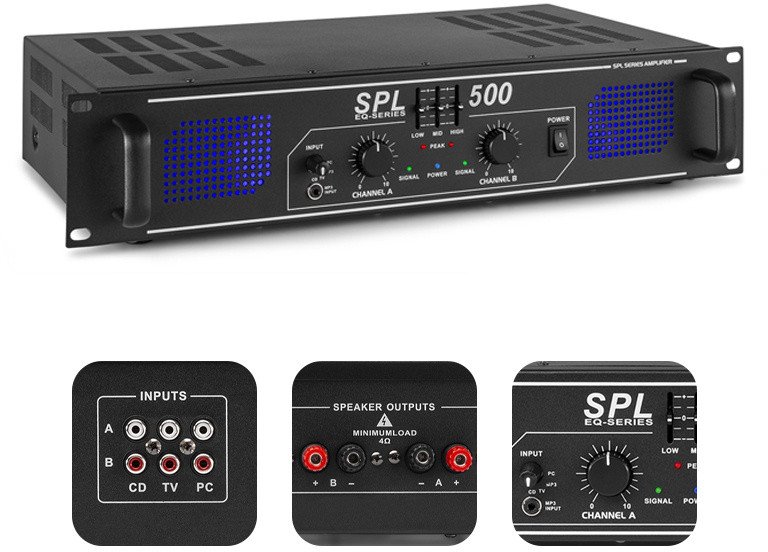 Wzmacniacz 2x 250W SPL500 Skytec one size