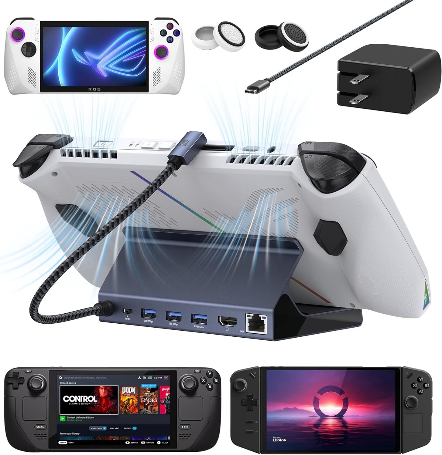 iVANKY Stacja dokująca 8w1 ROG Ally Dock z ładowarką 65W PD USB HDMI