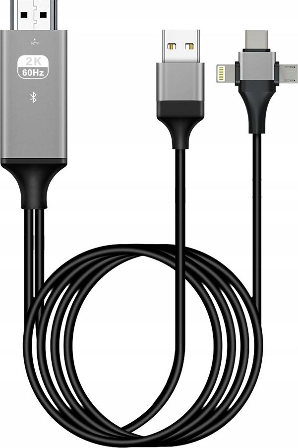 Kabel USB Pawonik USB-A - USB-C + micro-B + Lightning 2 m Czarny