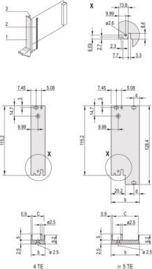 SCHROFF SCHROFF moduł wkładki panel przedni profil U dla IEL, IET, typ 2, 3 HU, 8 HU, 0,1 offset, 2,5 mm, Al