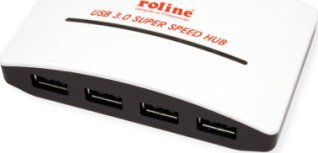 HUB USB Roline Koncentrator ROLINE USB 3.2 Gen 1, czarno-biały, 4 porty, z zasilaczem