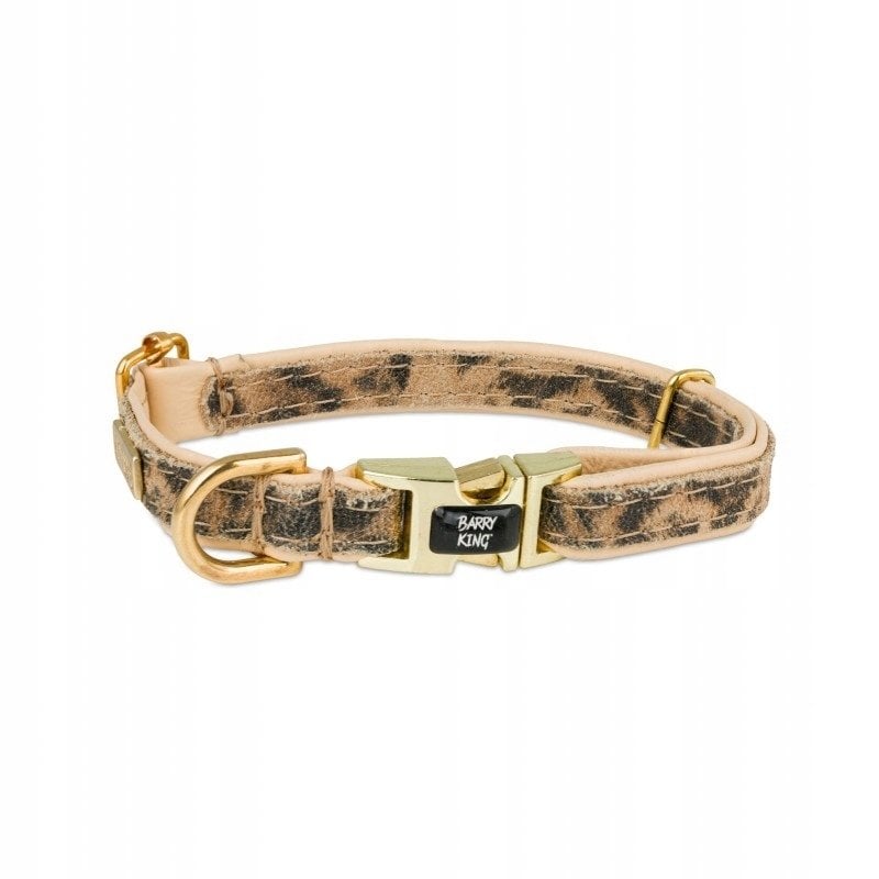 Obroża dla psa, Wild Cheetah, beżowa, skórzana mosiądz, S 13mm/25-40cm