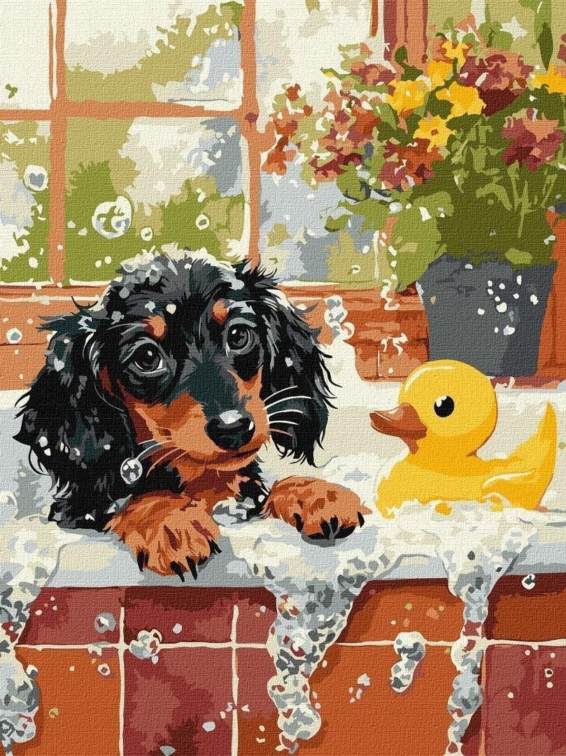 Malowanie po numerach - Kąpiel z kaczuszką 30x40cm