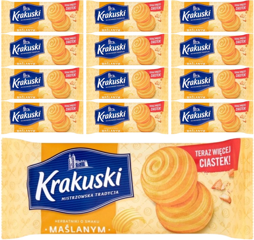 Krakuski Herbatniki o smaku maślanym 201 g x 12 sztuk