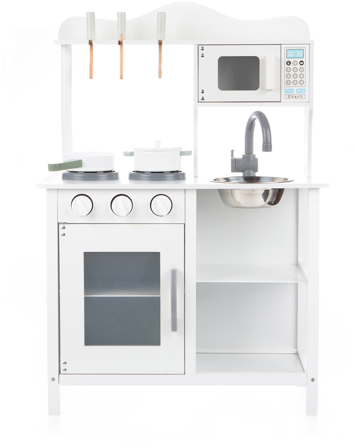 Drewniana kuchnia z akcesoriami biały Uniwersalny