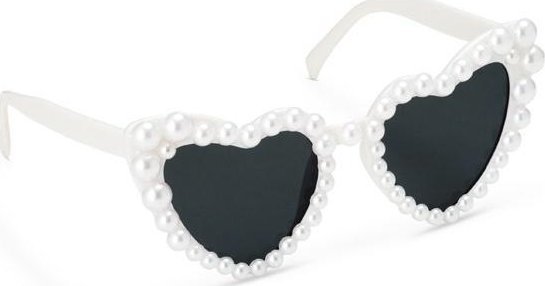 Okulary serduszka z perłami biały