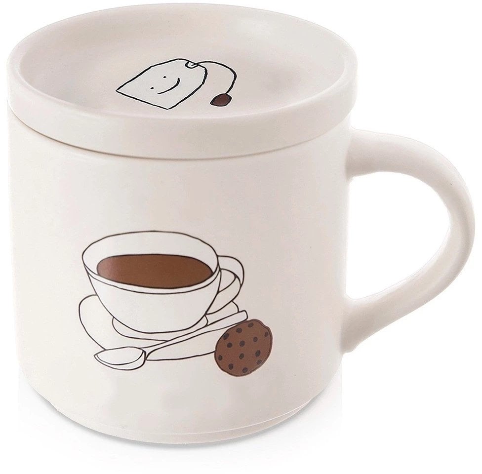 Kubek do Parzenia Herbaty Ziół Naparów z Pokrywką Porcelanowy ORION 420 ml