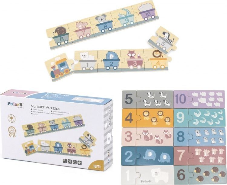 Viga Toys VIGA PolarB Drewniane Puzzle Numeryczne