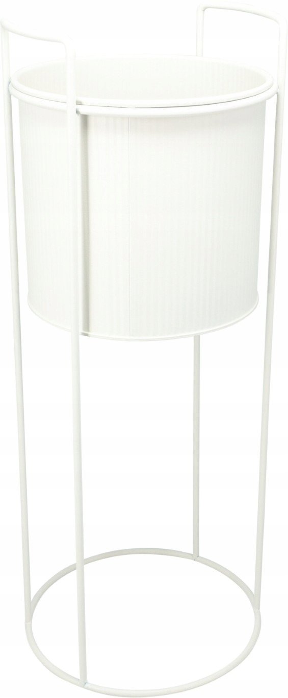 Koopman Doniczka na stojaku metalowy duży 18,7x50,8 cm biały matowy