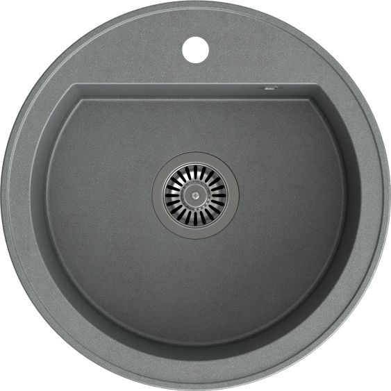 Zlewozmywak Steiner CUBA 210 Steingran granitowy szary 1 komorowy b/o (fi.51x18) z odpływem