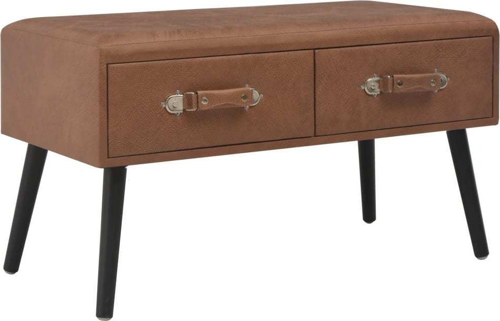 vidaXL Stolik kawowy, ciemnobrązowy, 80x40x46 cm, sztuczna skóra