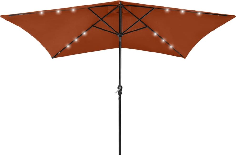 vidaXL Parasol z lampkami LED, na stalowym słupku, terakota, 2x3 m