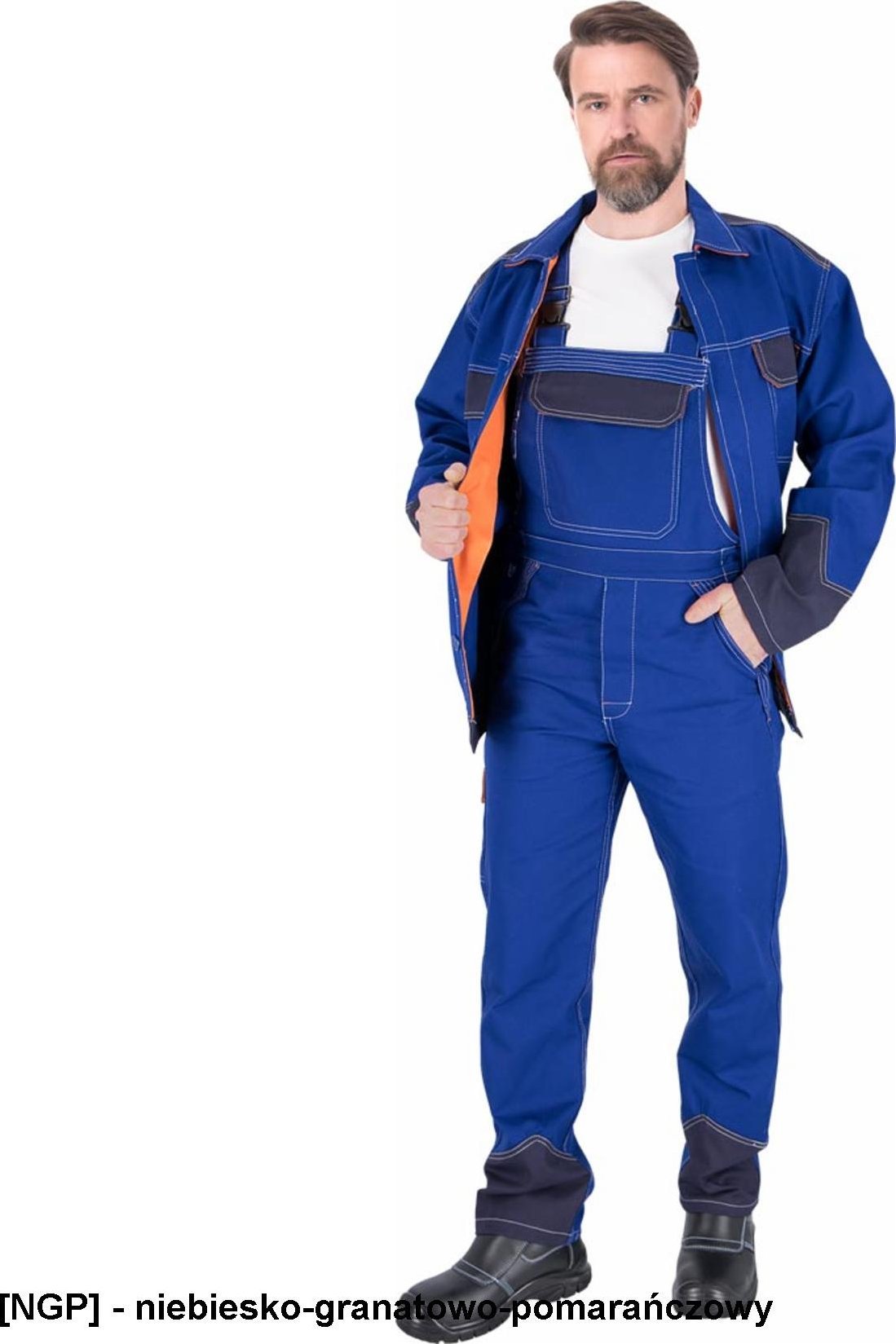 R.E.I.S. LH-SPECWELD-B - Spodnie ochronne ogrodniczki trudnopalne męskie dla spawaczy 60