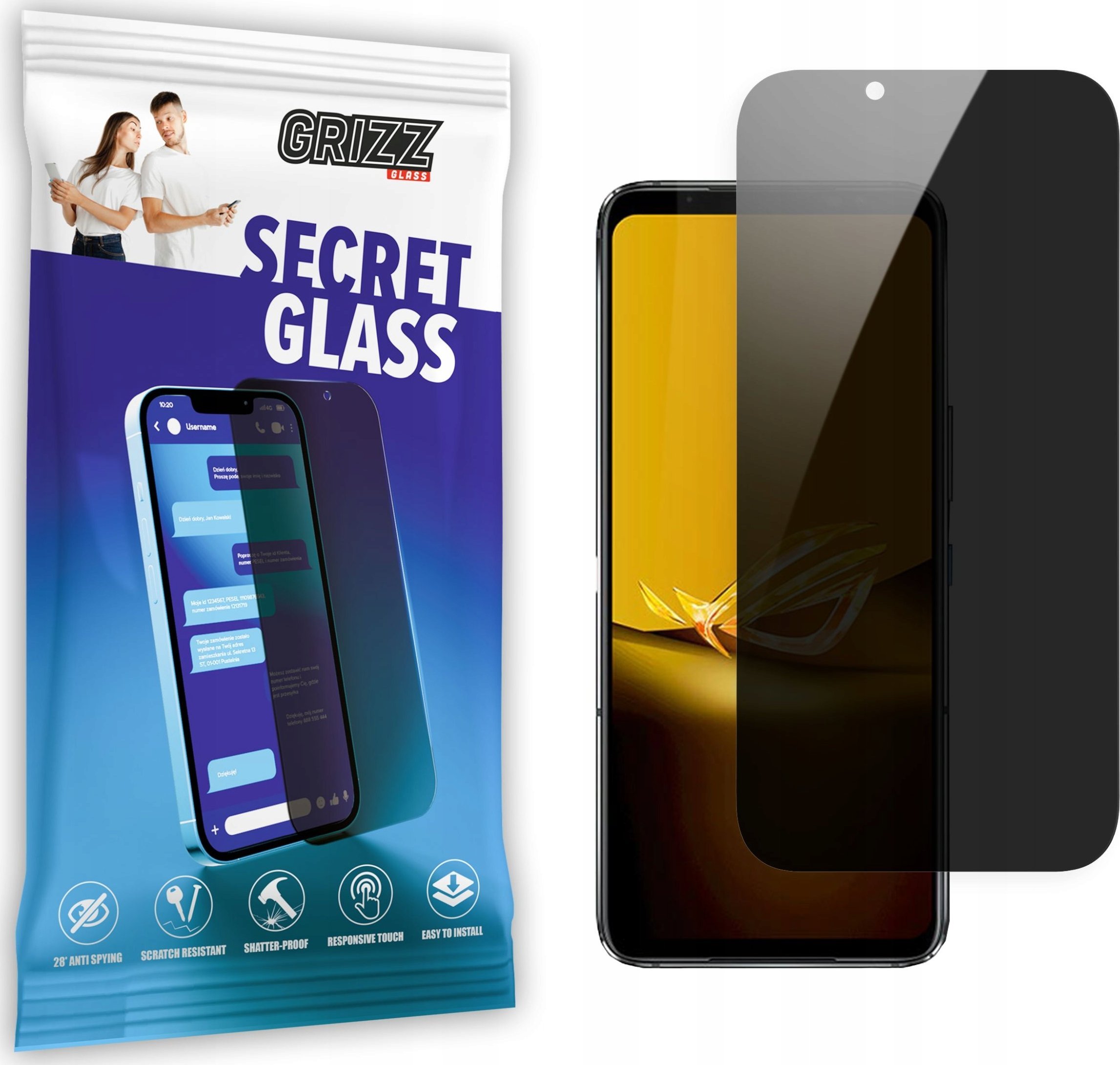 GrizzGlass Szkło prywatyzujące GrizzGlass SecretGlass do Asus ROG Phone 6D