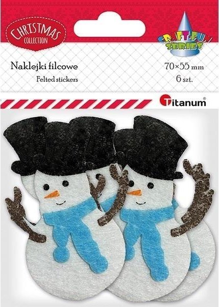 Naklejki filcowe bałwanki 55x70mm 6szt