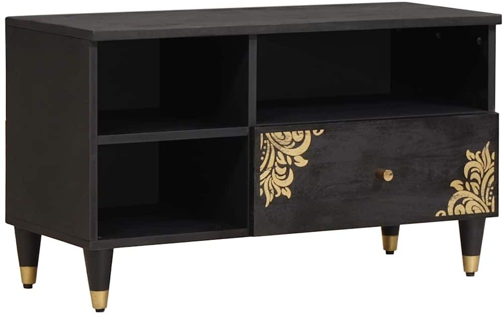 vidaXL Szafka pod telewizor czarny 80 x 33 x 46 cm Drewno mango