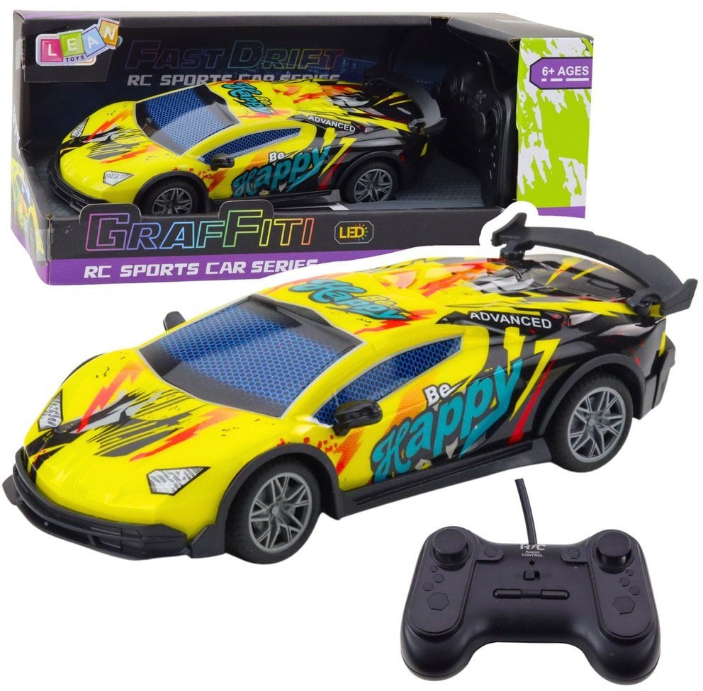 Samochód Sportowy Zdalnie Sterowany RC Światła LED Żółty 1:22