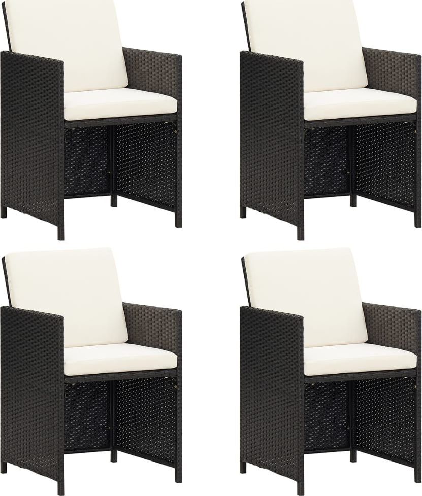 vidaXL Krzesła ogrodowe z polirattanu, 4 szt., czarne