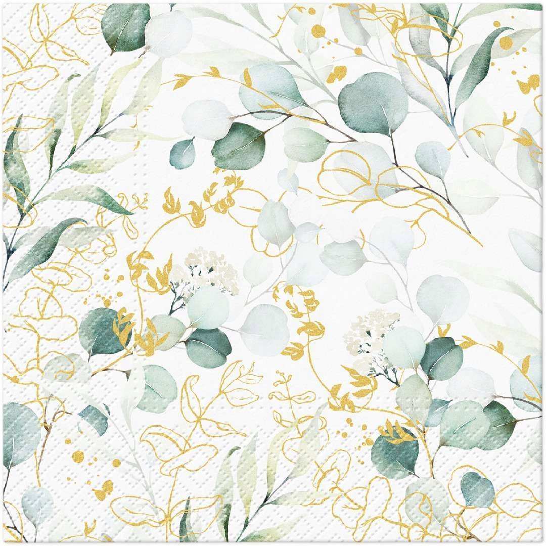 NAPKINS PAPER GOLD EUCALYP 33X33CM 20PCS