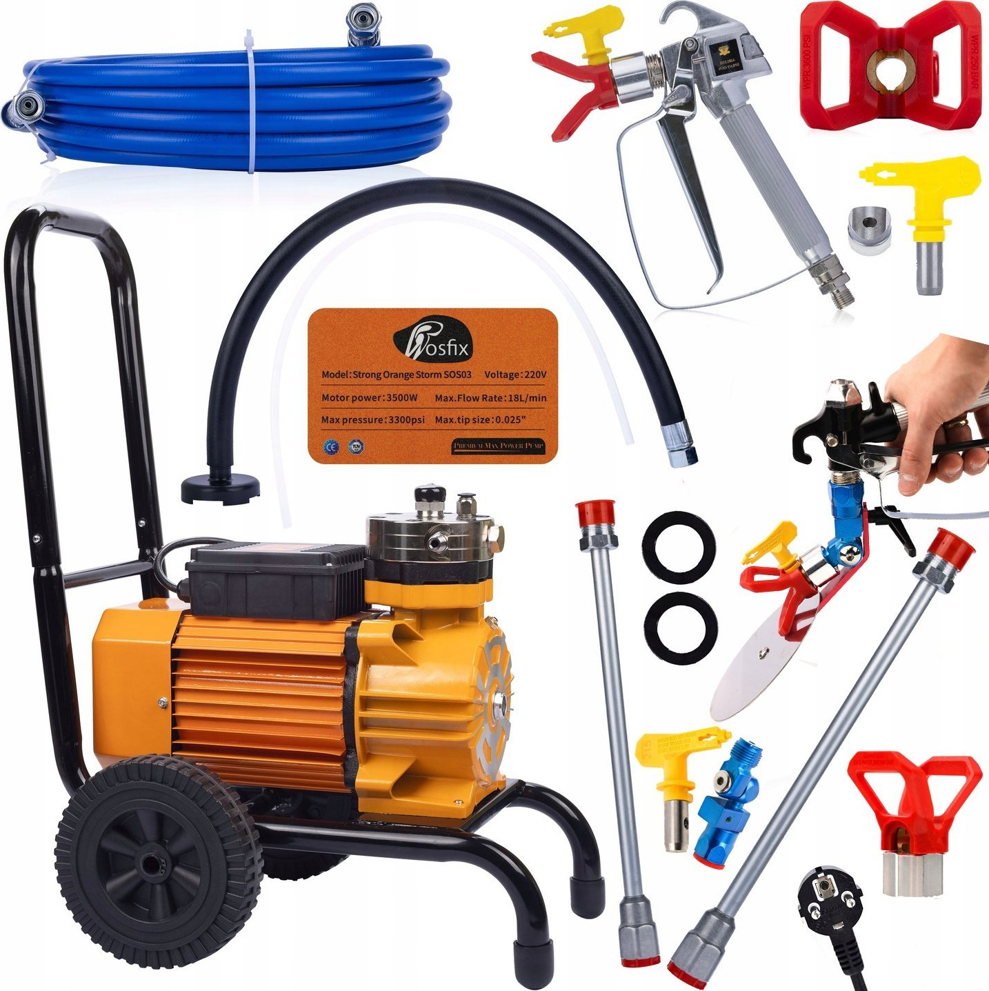 Rosfix ZESTAW AGREGAT MALARSKI DO MALOWANIA HYDRODYNAMICZNY 3500 ODCNARKA LANCA 50