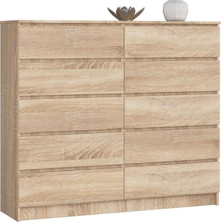 Fabryka Mebli Akord KOMODA K 140 cm 10 SZUFLAD SONOMA