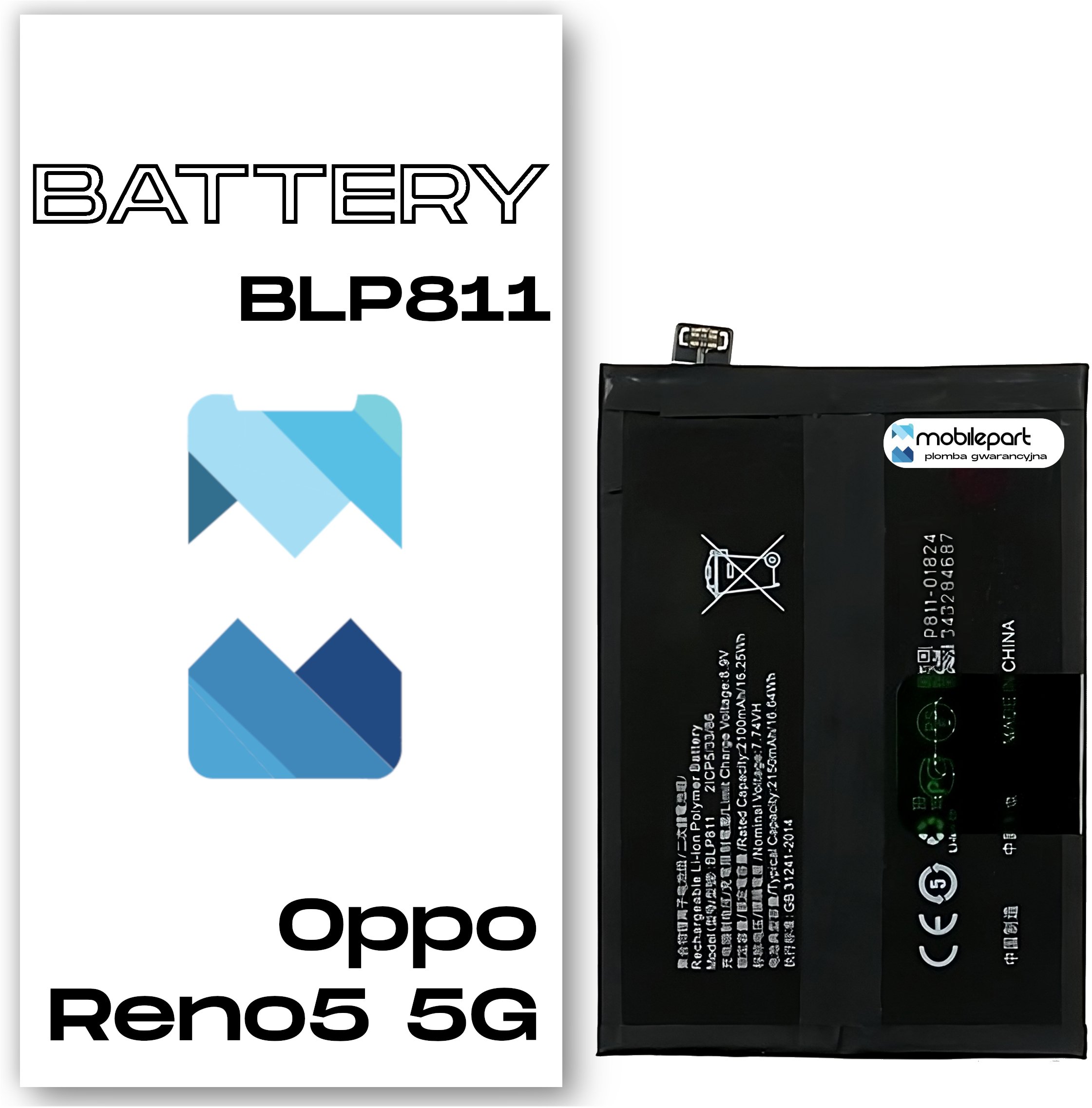 Bateria do Oppo Reno5 5G CPH2145 Świeżej Produkcji Nowy Akumulator BLP811