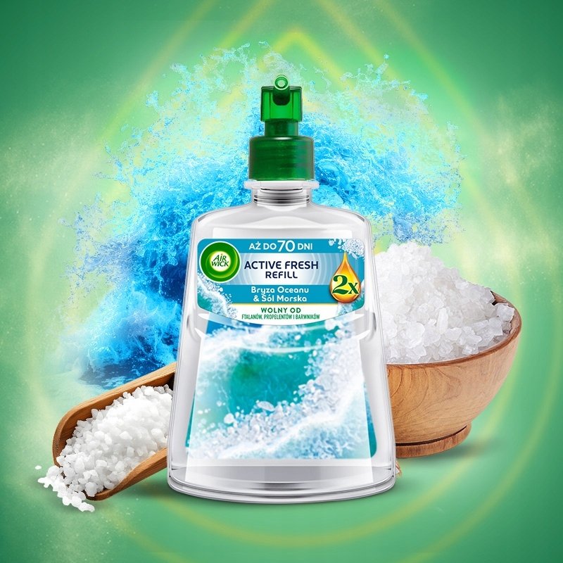 Air Wick Active Fresh Odświeżacz Powietrza Wkład Bryza Oceanu i Sól Morska 228ml