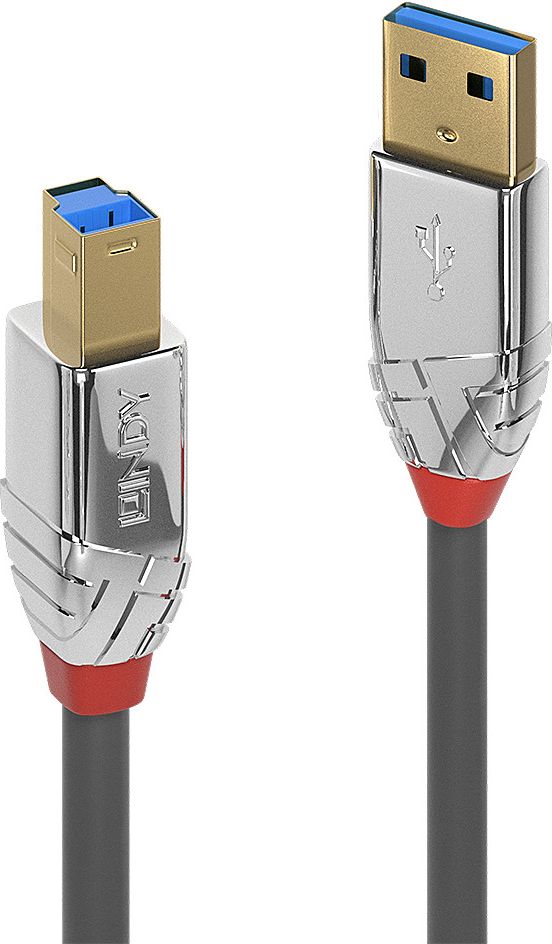 Kabel USB Lindy USB-A - USB-B 1 m Szary (36661)