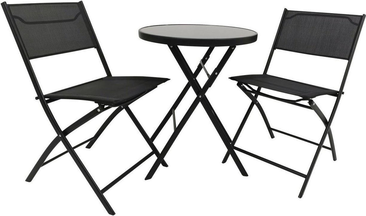 kontrast Zestaw mebli składany balkon taras TASOS stół + 2 krzesła czarny