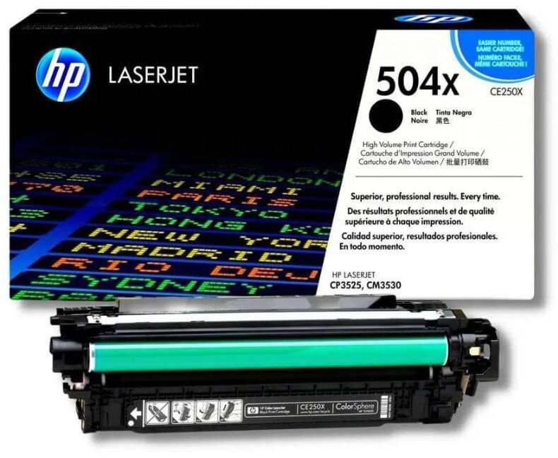Toner HP 504X CE250X 10,5 tys. K Oryginał