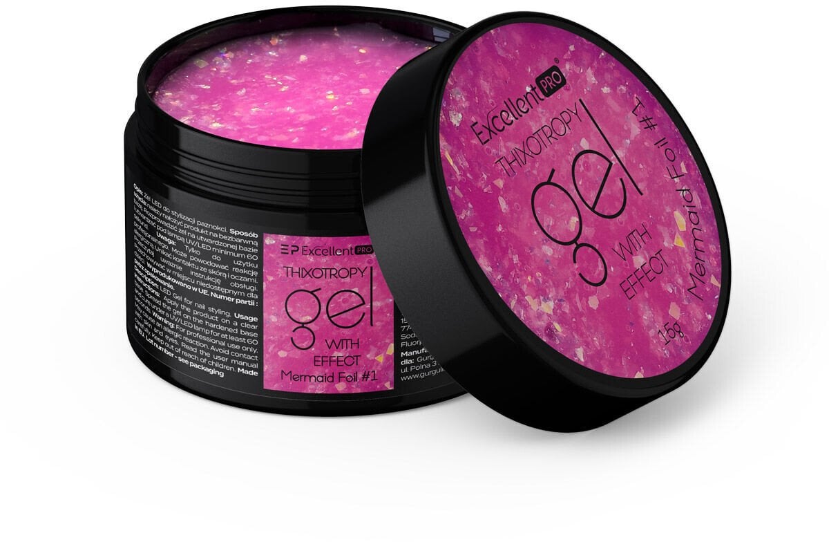 Excellent PRO Thixotropy Gel With Effect żel budujący Mermaid Foil 1 15g