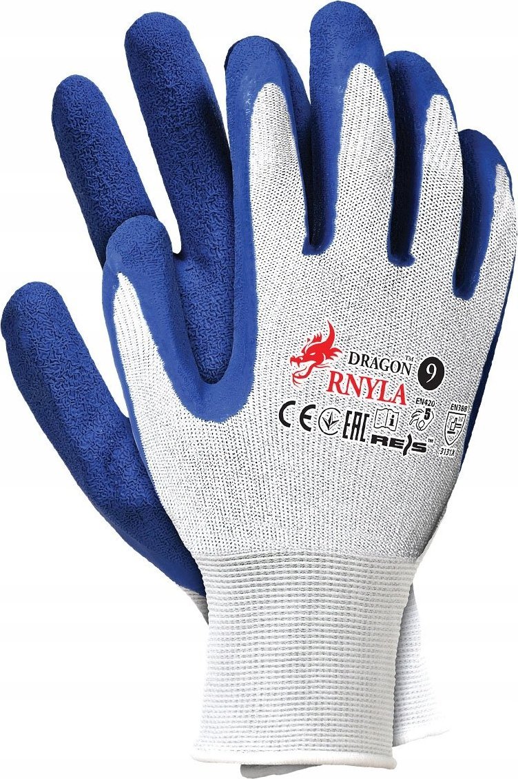 Reis Rękawice nylonowe powlekane lateksem RNYLA WN L-9