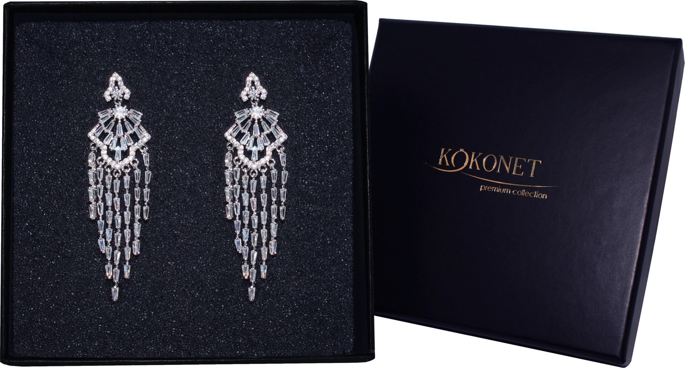KOKONET Kolczyki ślubne srebrne diamenciki SWAROVSKI klasa
