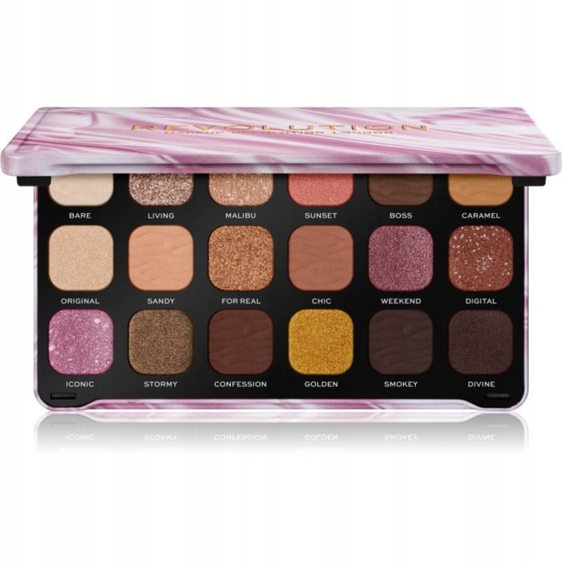 Makeup Revolution, Forever Flawless, Eyeshadow Palette, Nude Silk, 18 Shades, 19.8 g