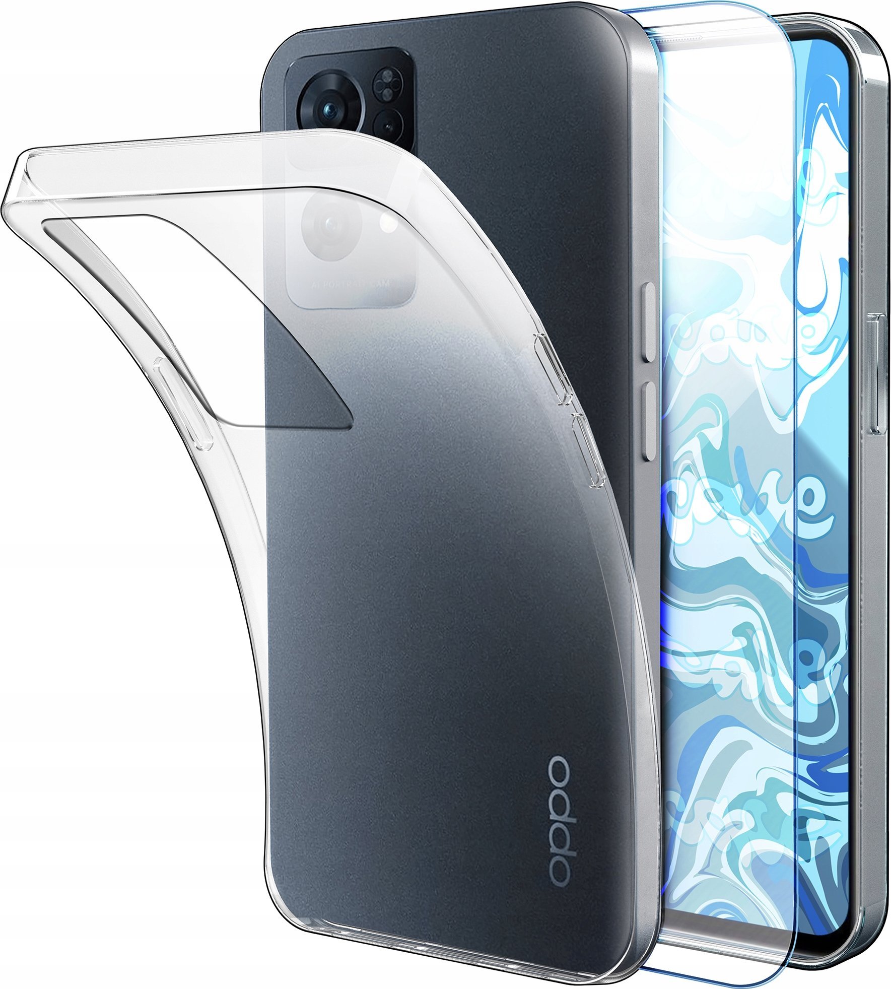 Etui Do Oppo Reno 7 5G (Global) (Przezroczyste, Silikon, Ochronne) Szkło