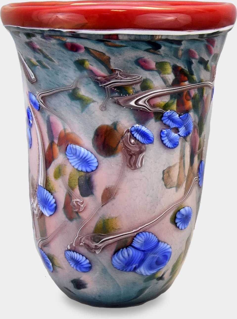 rzezbyzbrazu Wazon Szklany w Stylu Murano z Czerwonym Wnętrzem