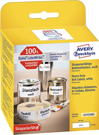 Avery Zweckform ETYKIETY ZF HEAVY DUTY NA ROLI 19X64 MM 450 ETYKIET