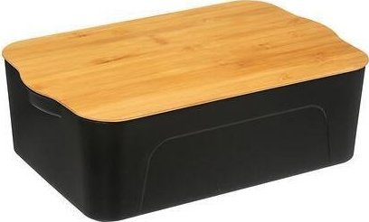 5five Pudełko plastikowe z bambusową pokrywką, 13,5 L, czarne