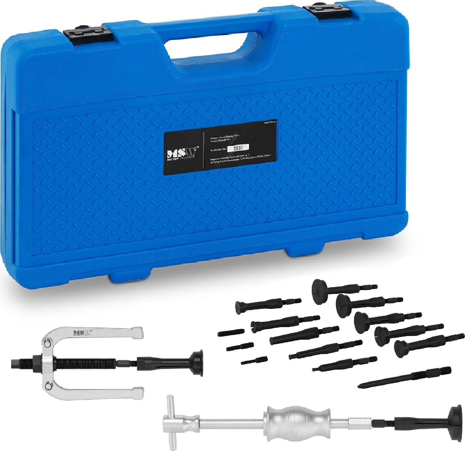 MSW Zestaw do ściągania łożysk wewnętrznych bezwładnośniowy dwuramienny 8-58 mm 16 elementów Zestaw do ściągania łożysk wewnętrznych bezwładnośniowy d