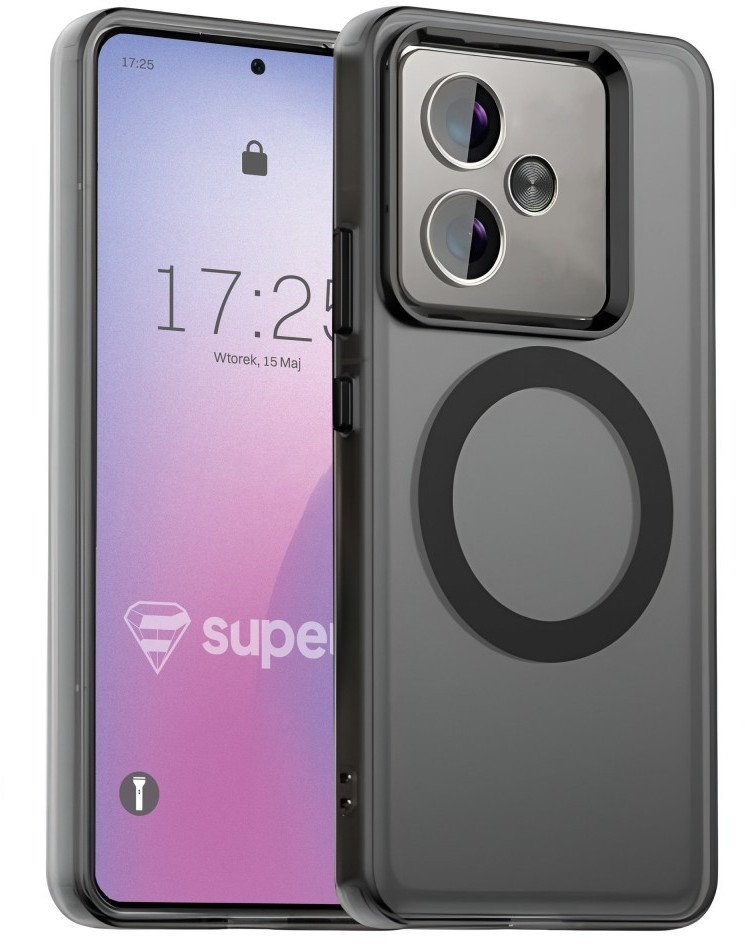 Etui Supero do Realme 14T 5G/14 5G, przezroczysto-czarne