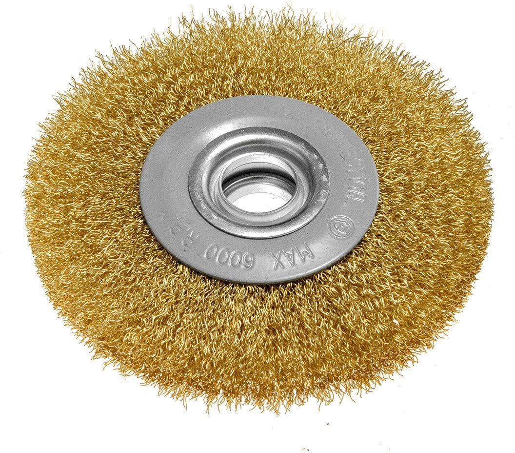 Szczotka druciana tarczowa 125 x 20 mm, drut karbowany, mosiądzowany