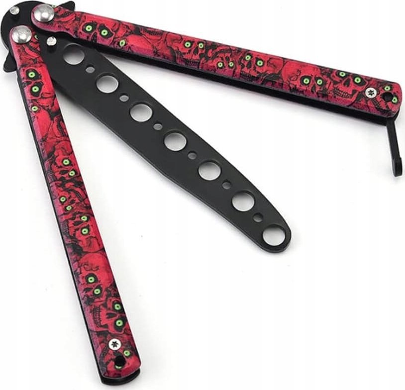 Korbi NÓŻ TRENINGOWY MOTYLKOWY TĘPY MOTYLEK CZERWONY