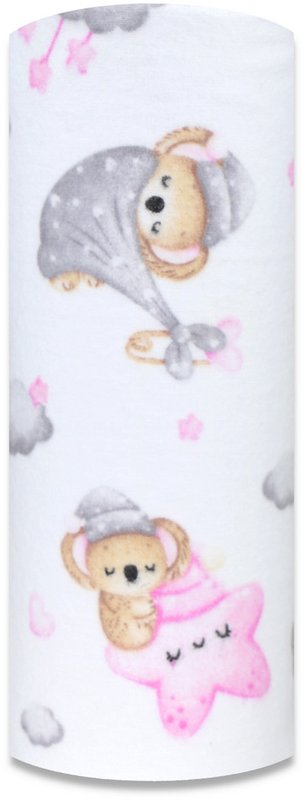 Pielucha flanela druk 70/80 Miś na księżycu różowy 8425