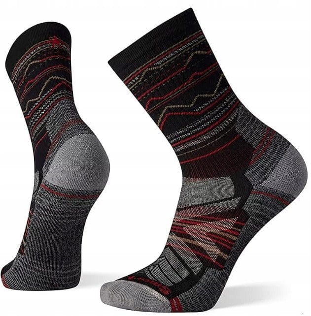 U'S Hike Light Cushion Mountain Range Pattern Crew Socks, 001 | black, M