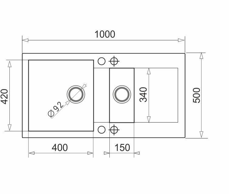 Pyramis Zlew. MIDO (100x50) 1 1/2B 1D szary beton + bateria Bello