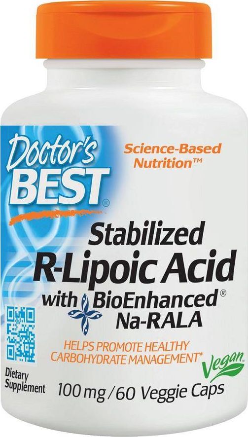 DOCTORS BEST Doctor's Best - Kwas R-Liponowy z BioEnhanced Na-RALA, 100mg, 60 vkaps