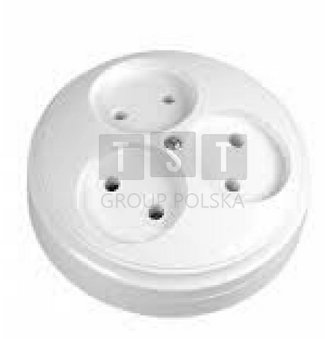 NT-35 BI NEFRYT Gniazdo potrójne b/u natynkowe białe NT-35